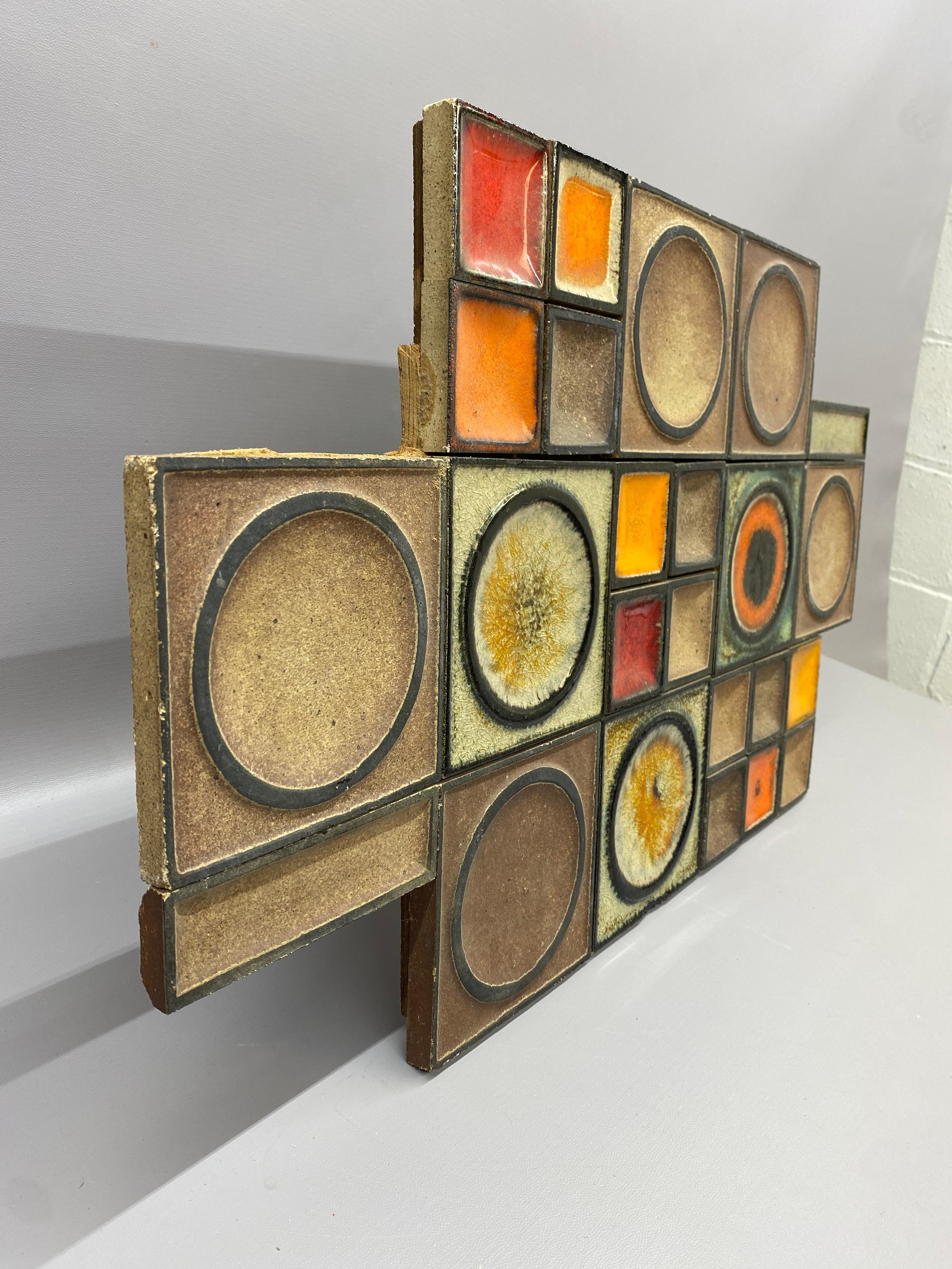 Cast Konrad Galaaen Geometric Pottery Tile Wall Hanging, Norway For Sale