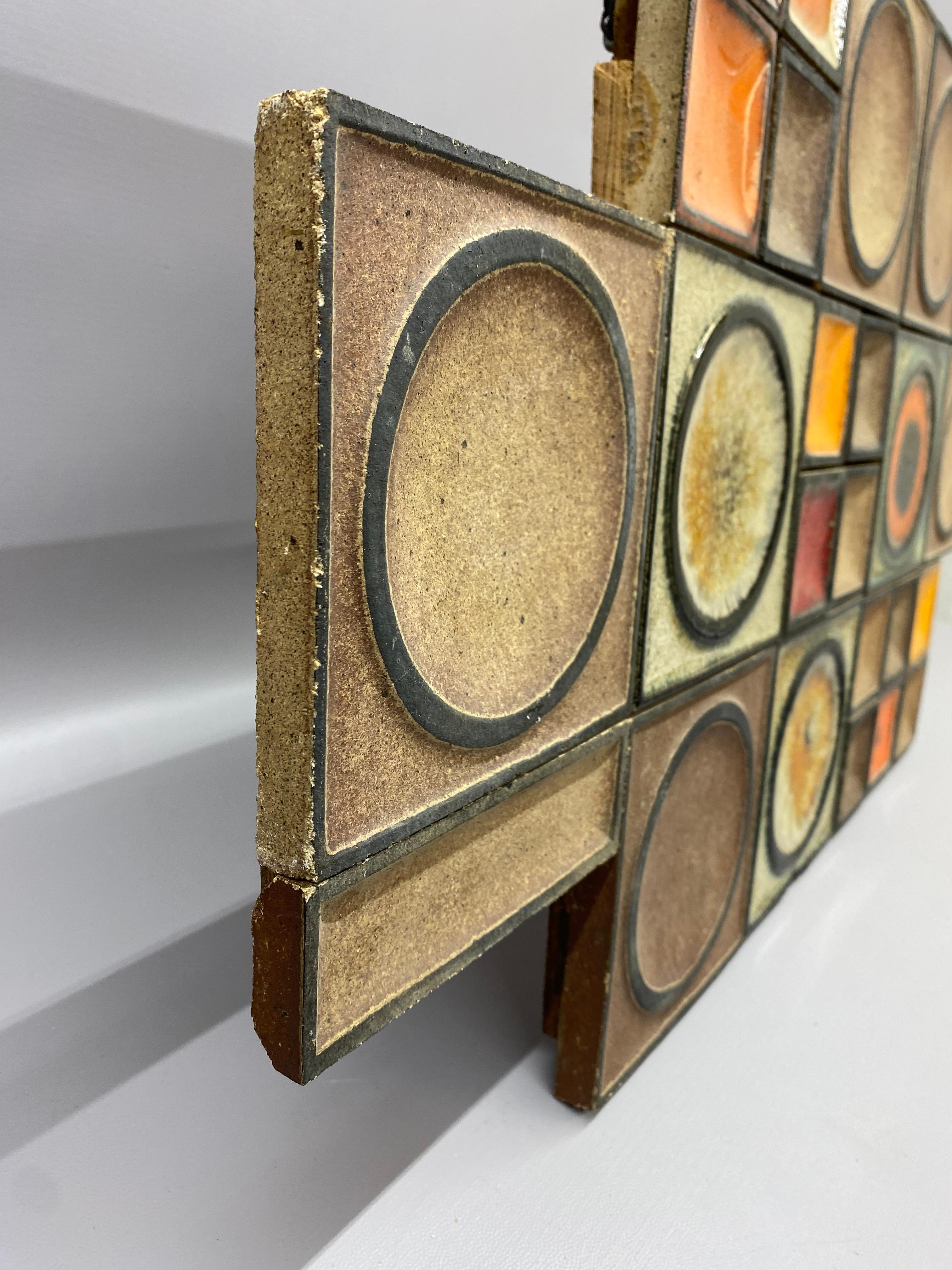 Konrad Galaaen Geometric Pottery Tile Wall Hanging, Norway In Good Condition For Sale In Garnerville, NY