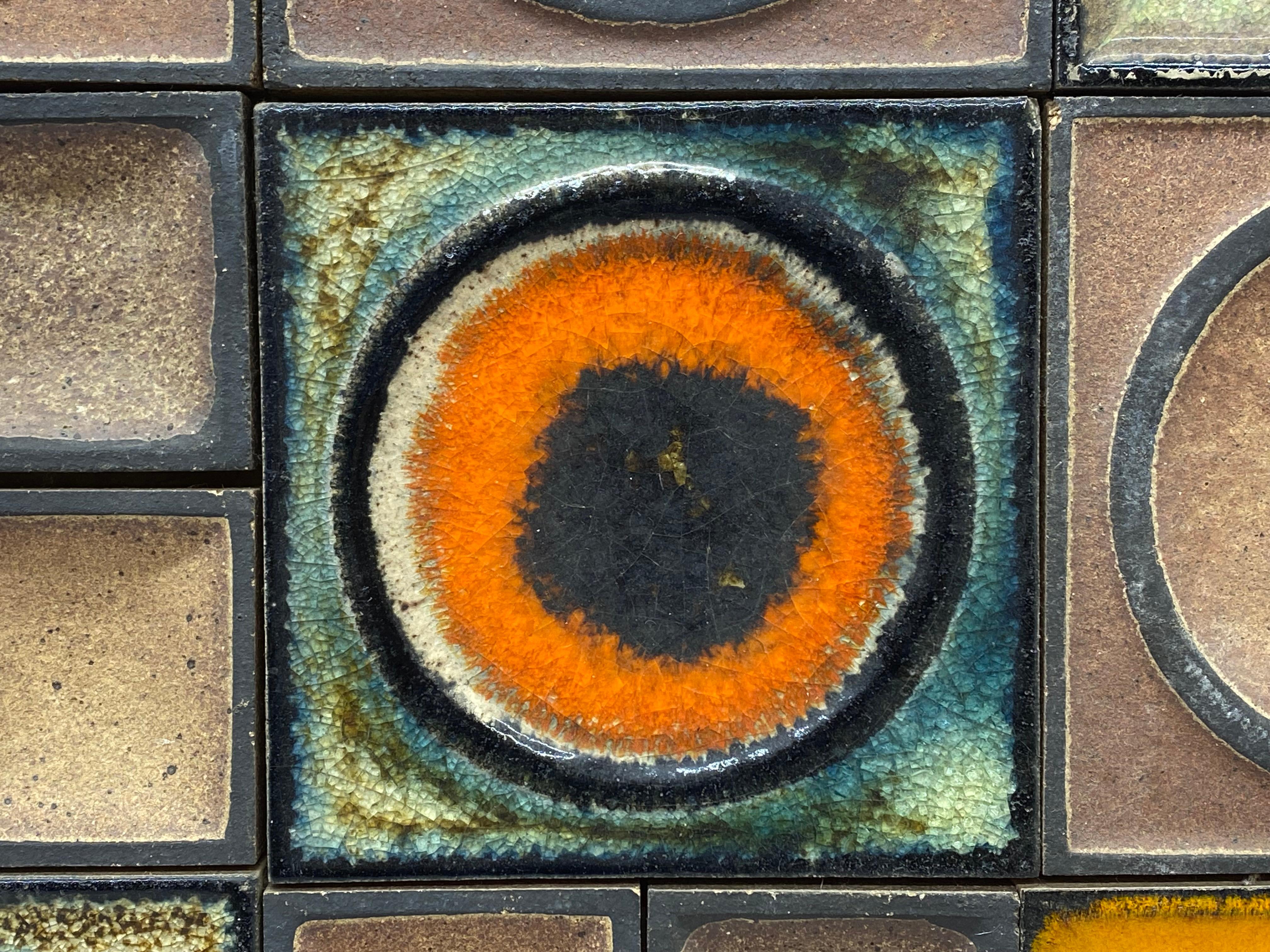 Earthenware Konrad Galaaen Geometric Pottery Tile Wall Hanging, Norway For Sale