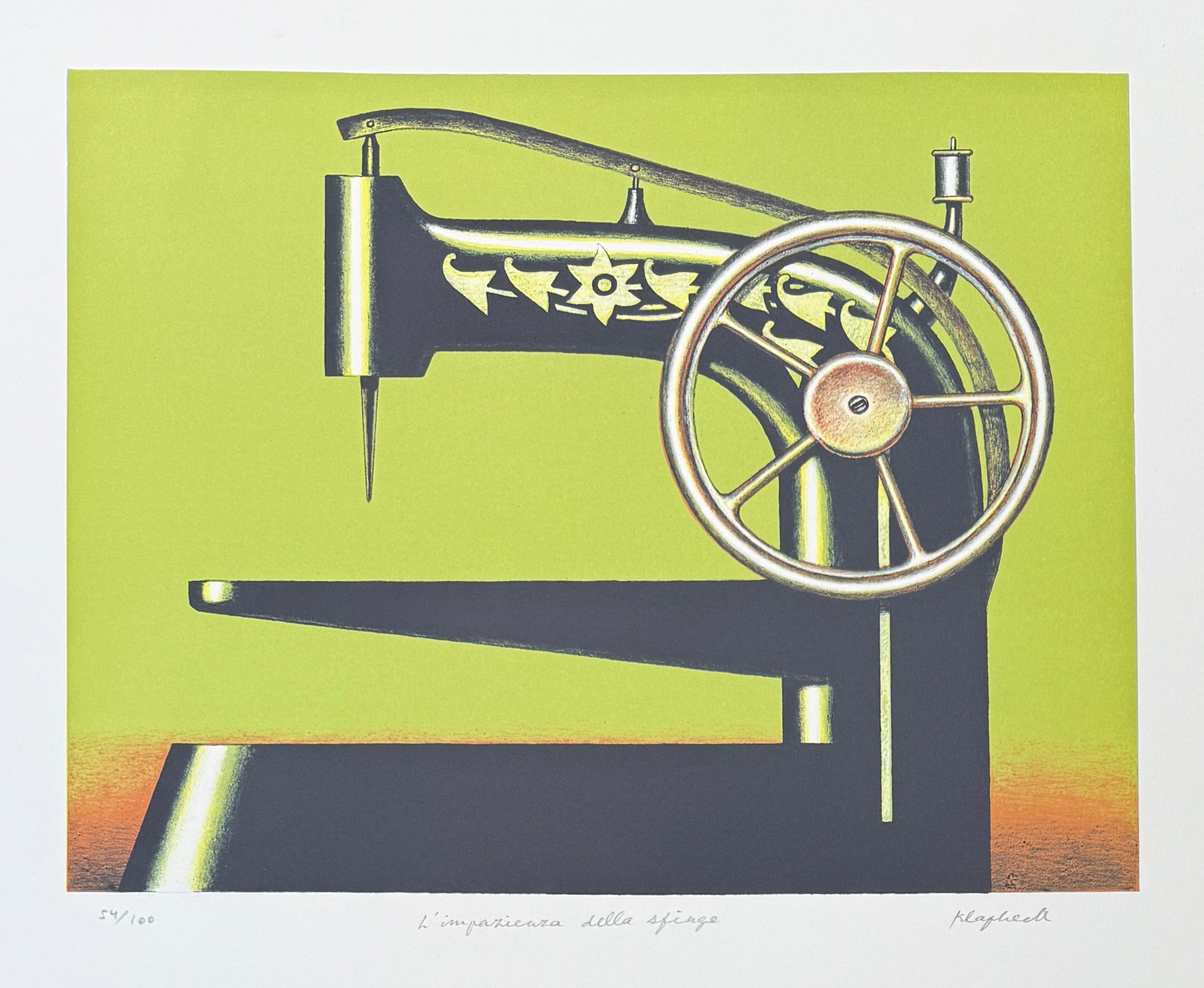 Konrad Klapheck (1935) - Die Ungeduld der Sphinx - Colour lithograph - 1998 For Sale 1