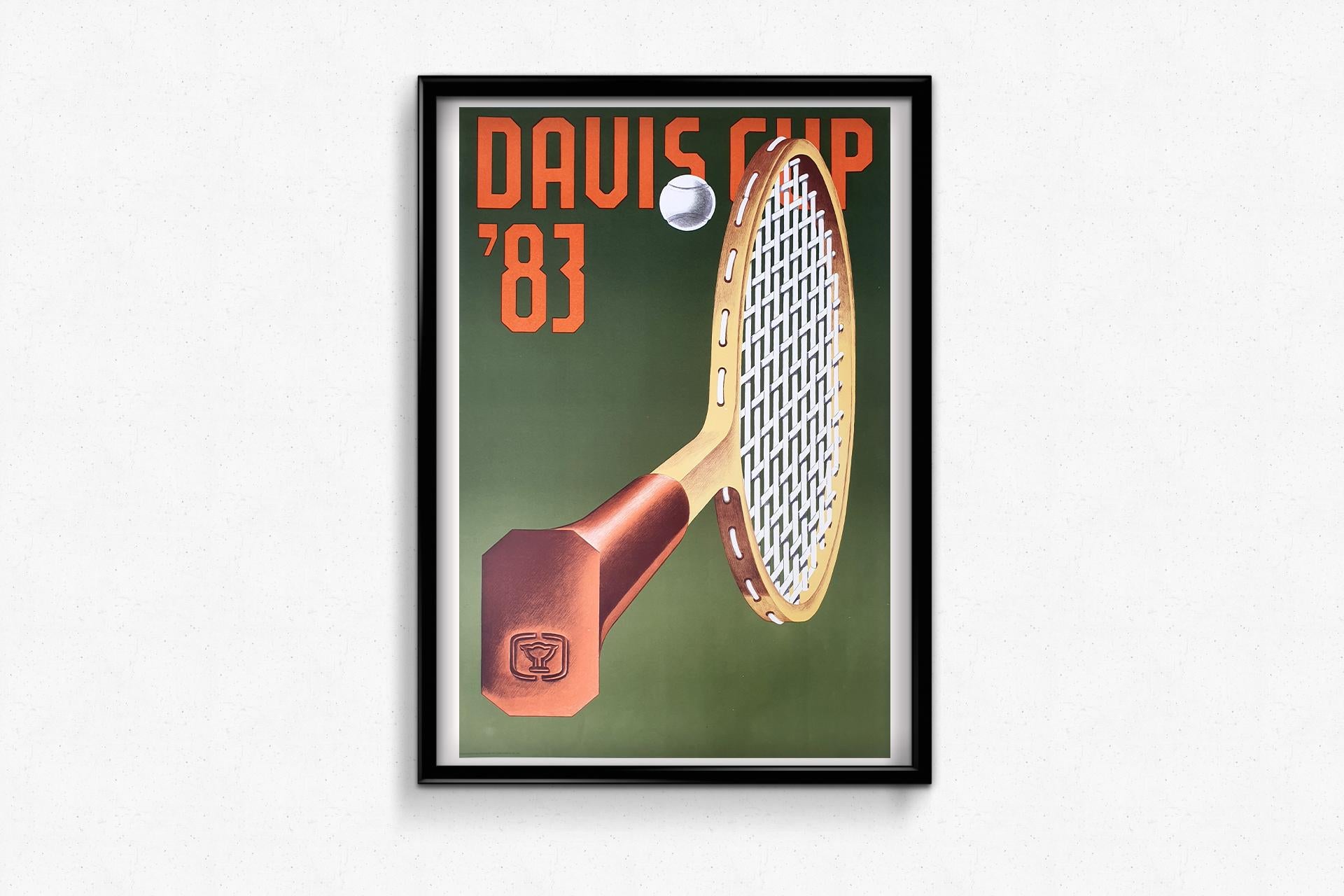 Original poster by Konrad Klapheck in 1983 to promote the Davis Cup Tennis For Sale 2