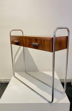 Konsolentisch Nussbaumfurnier Stahlrohr Kovona 1960er Jahre