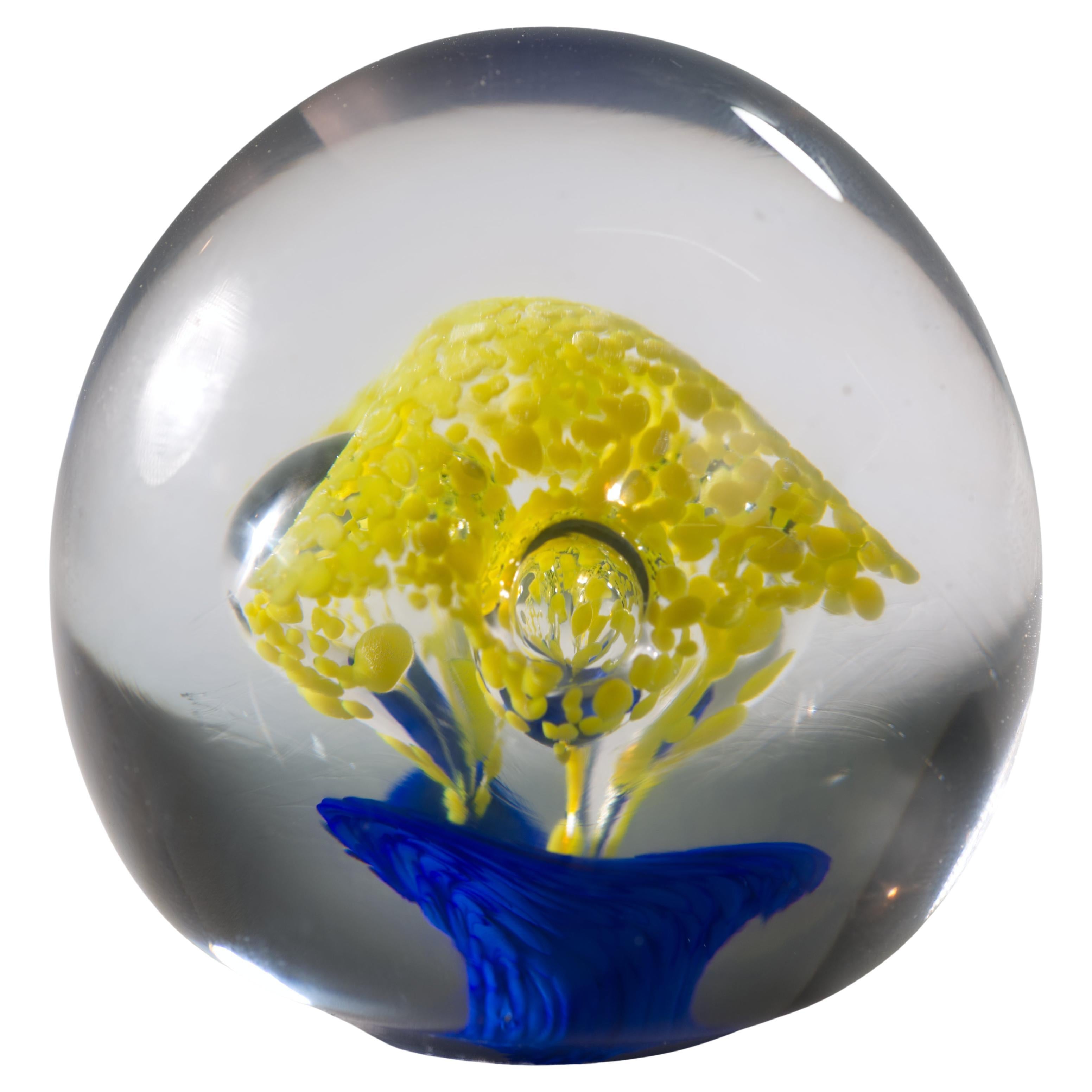 Konst Glashyttan Urschult Paperweight, Glows in UV, Sweden 1965-1970