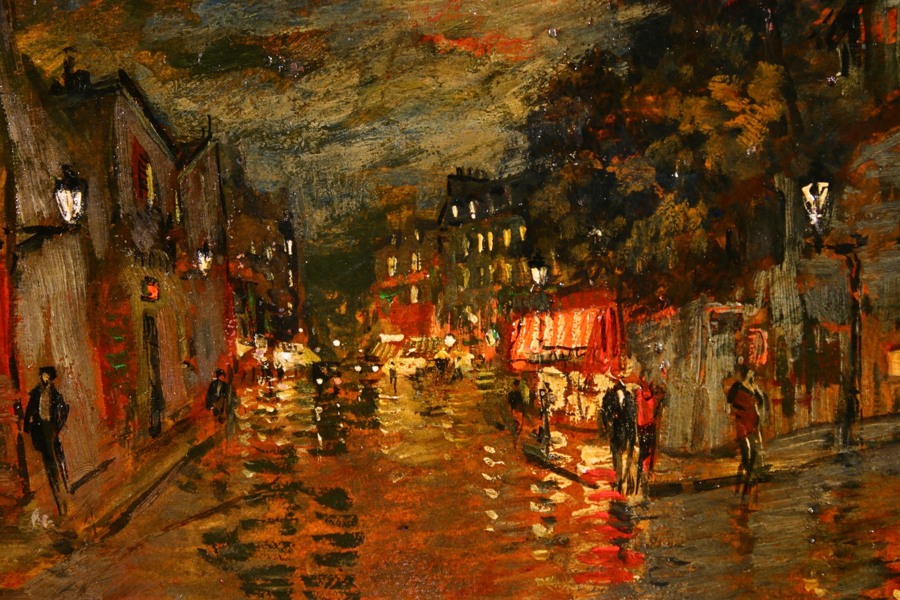 A Night in Paris - Impressionist Oil, Figures in Cityscape by Konstantin Korovin 3