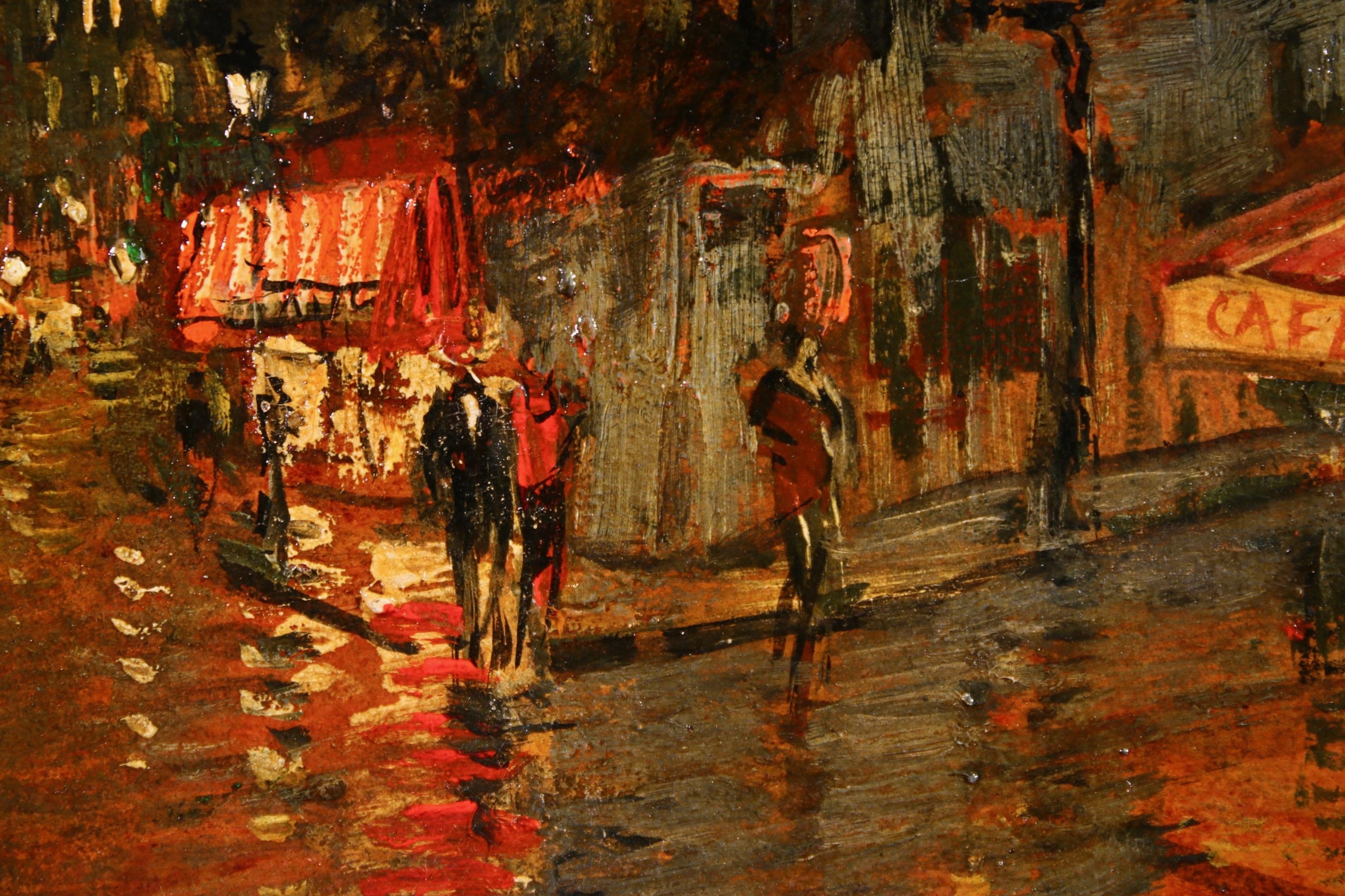 A Night in Paris - Impressionist Oil, Figures in Cityscape by Konstantin Korovin 5