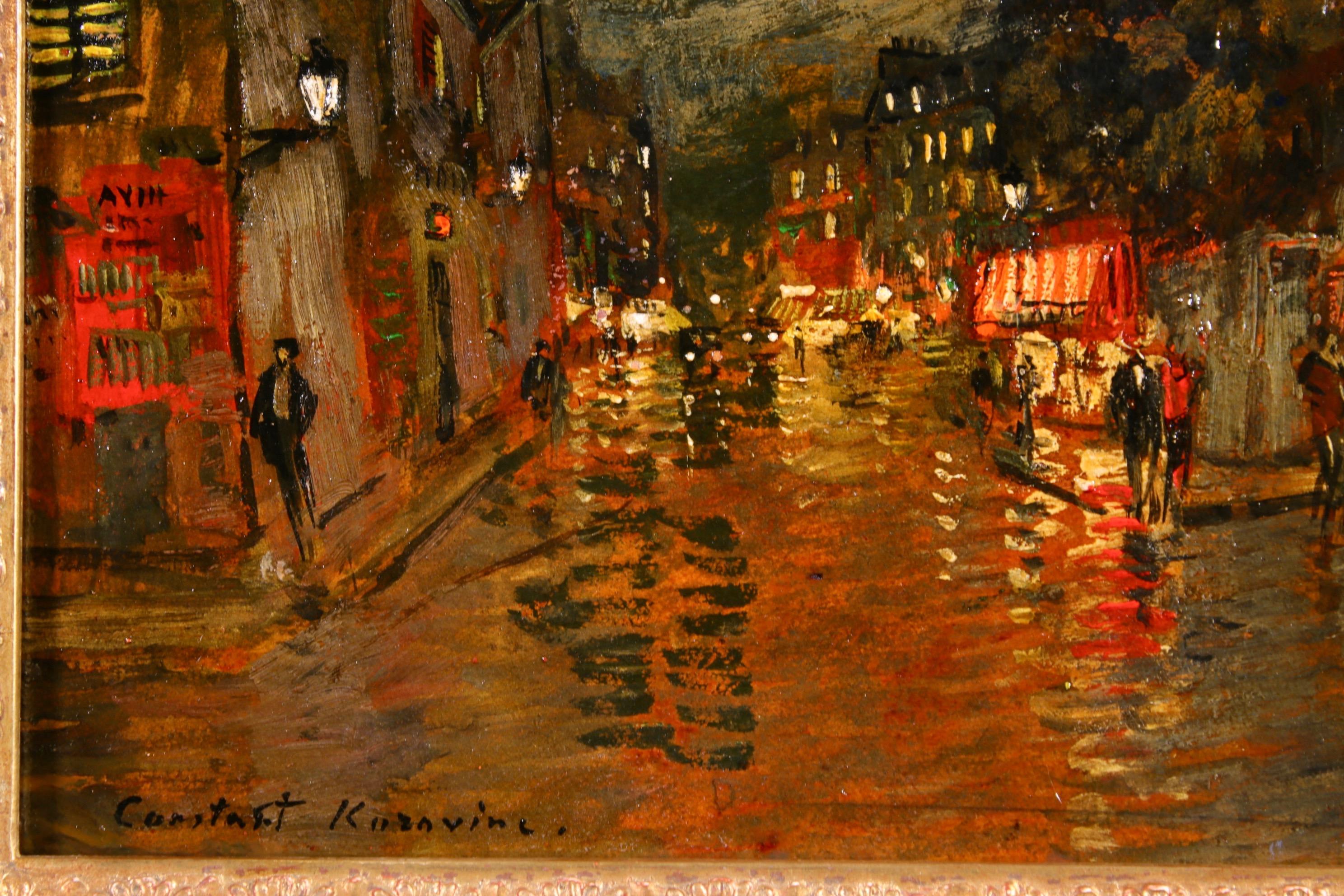 A Night in Paris - Impressionist Oil, Figures in Cityscape by Konstantin Korovin 1