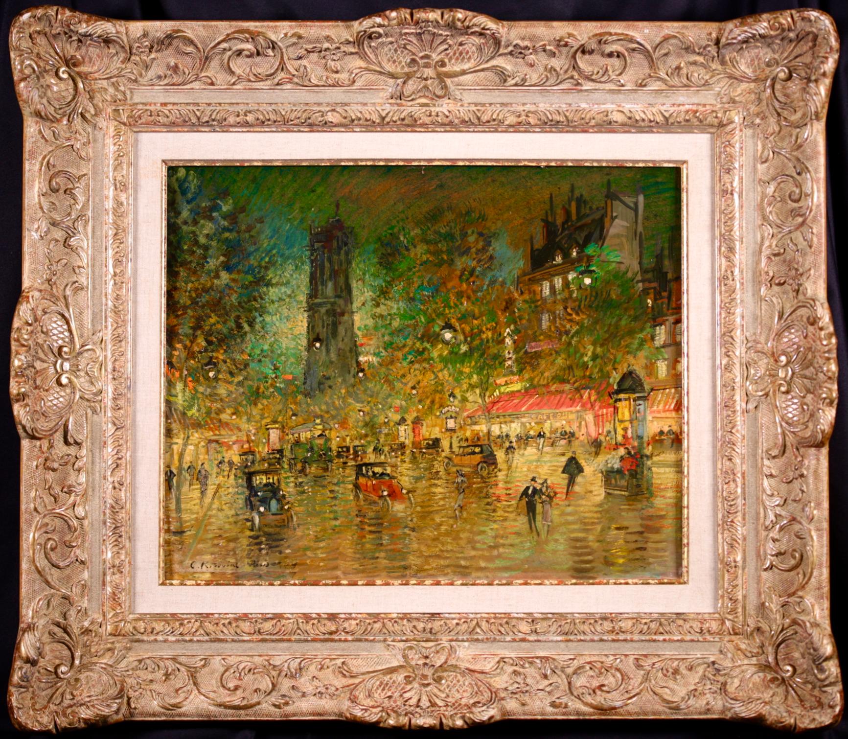 La Tour Saint-Jacques, Paris – Impressionistische Stadtlandschaft, Öl von Konstantin Korovin – Painting von Konstantin Alekseyevich Korovin