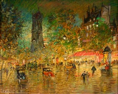 La Tour Saint-Jacques, Paris - Impressionist Cityscape Oil by Konstantin Korovin