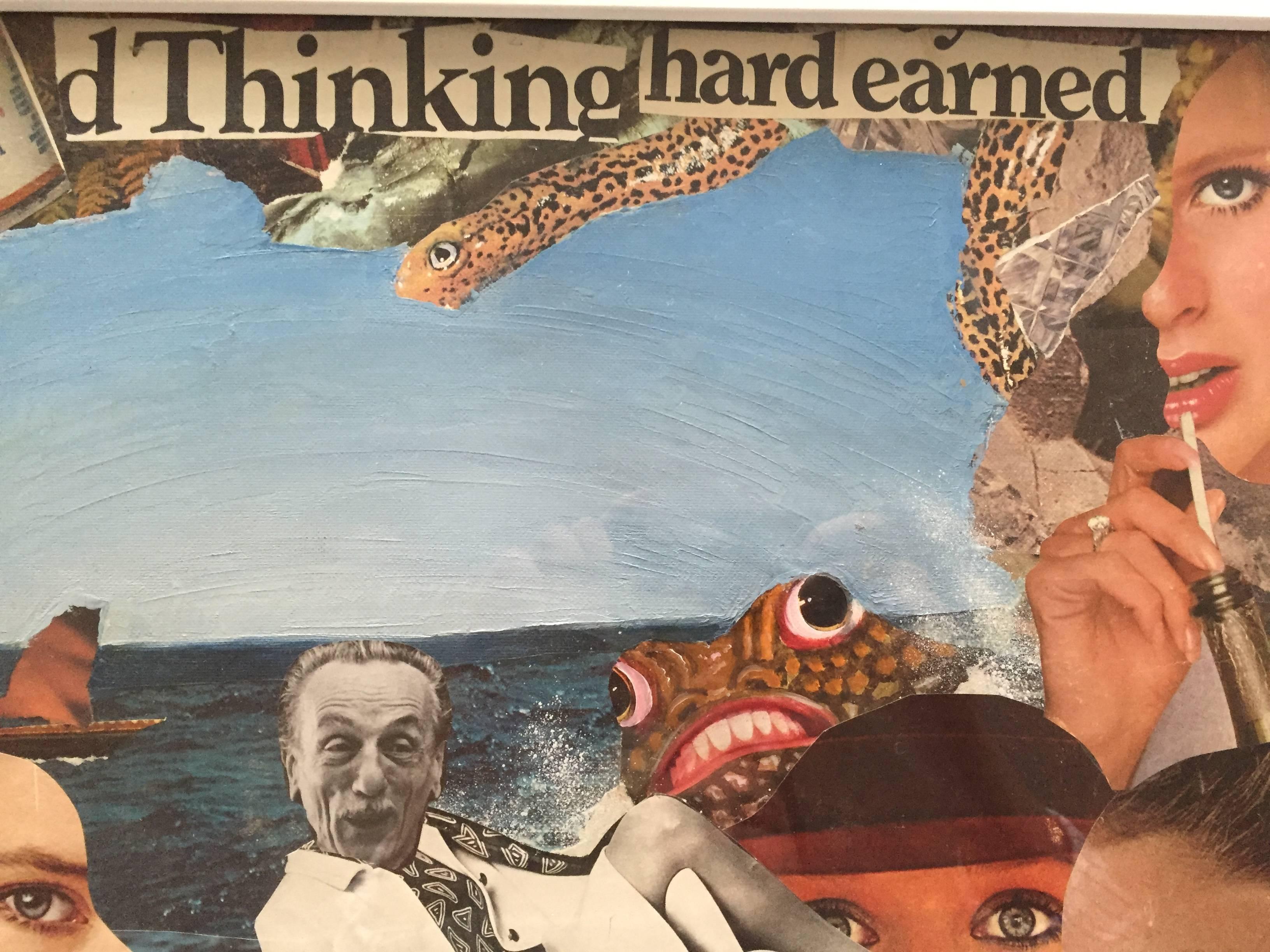 Russische Mixed Media Pop Art Collage Gemälde Bumble Bee, Denken, Hard Earned, Hard Earned – Print von Konstantin Bokov
