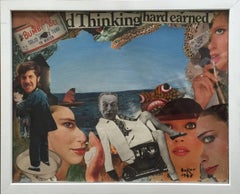 Russische Mixed Media Pop Art Collage Gemälde Bumble Bee, Denken, Hard Earned, Hard Earned