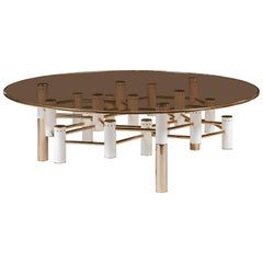 Konstantin Cocktail Table in Brass and Smoked Glass