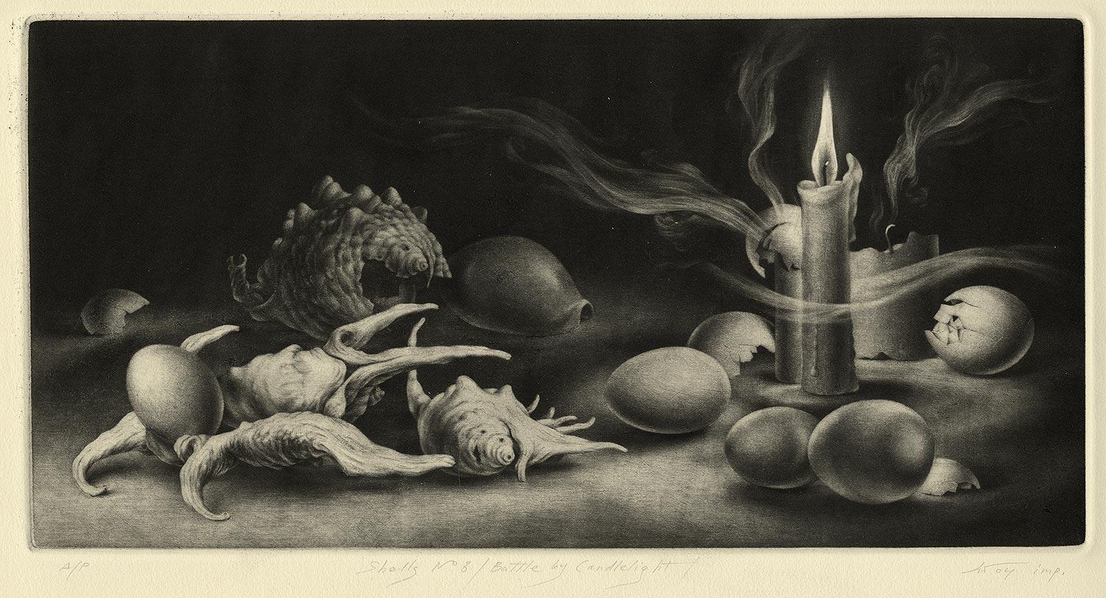Shells 8 / Battle By Candlelight - Black Still-Life Print by Konstantin Chmutin