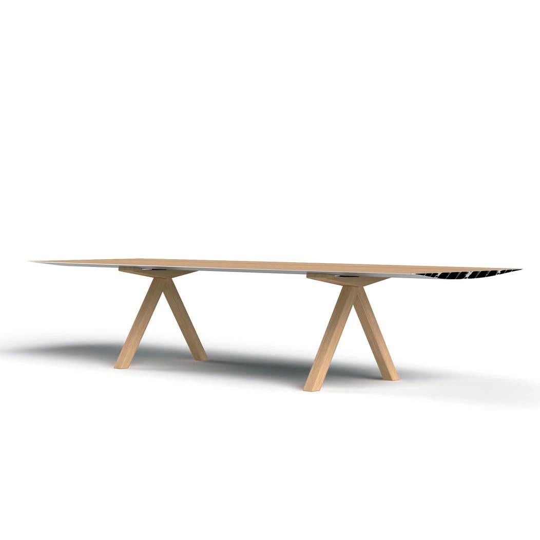 Modern Konstantin Grcic, Laminated Aluminium Wood Legs 360 Large B Table For Sale