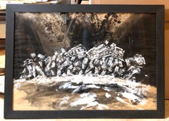 Contemporary Gouache Painting Earthquake II, Greek Ruins, Monuments of Greece