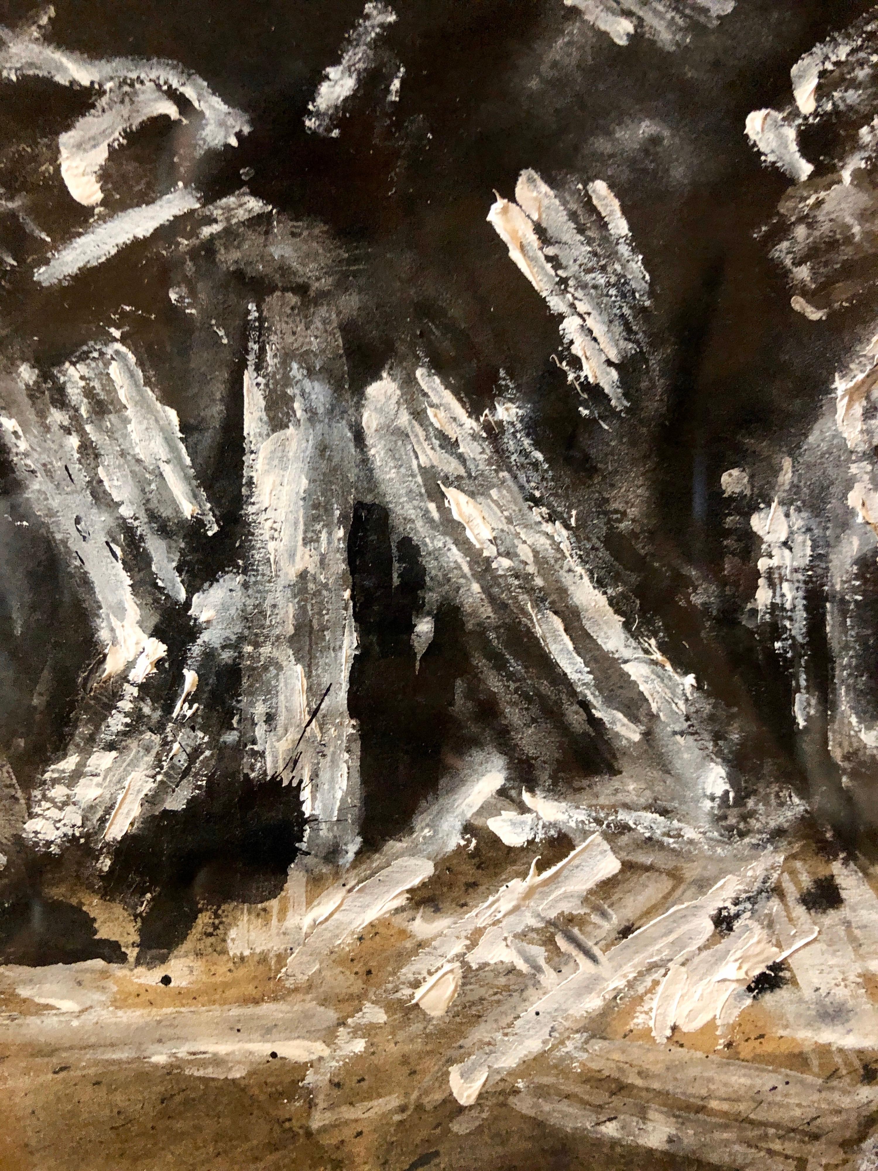 Pittura contemporanea a guazzo Terremoto II, Rovine greche, Monumenti della Grecia in vendita 1