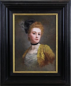 20th-Century Russian Antique Portrait Oil Painting, Circle of Makovsky, Framed