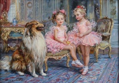 A Young Ballerinas with a Rough Collie                              