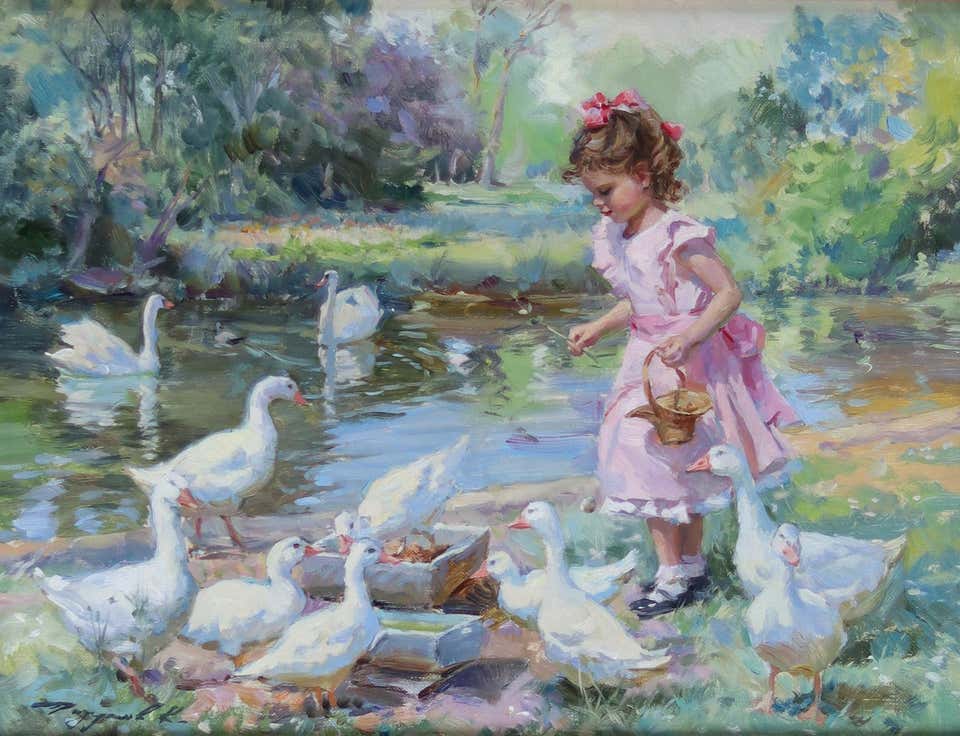 Konstantin Razumov - Two Young Girls and a Jack Russel on the Beach For ...