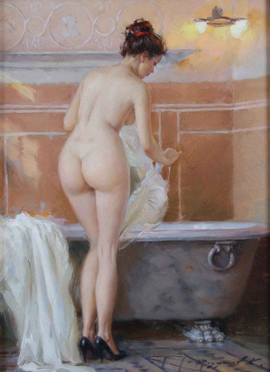 Konstantin Razumov  Nude Painting - Nude Lady at the Bath