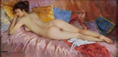 Reclining Nude Resting on a Bed