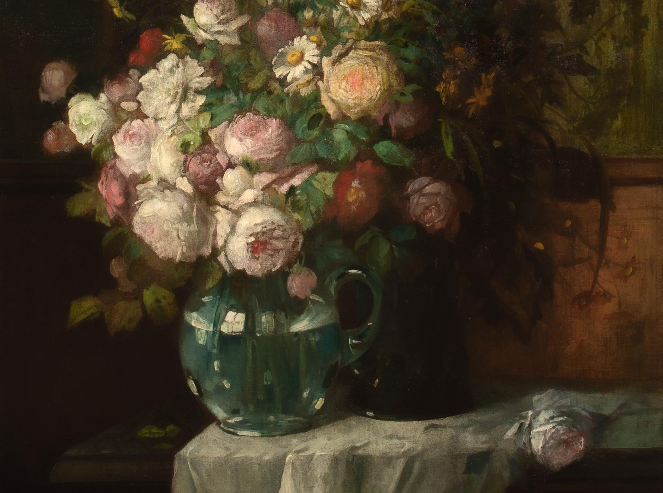 Still Life Of Flower In A Glass Vase, 19th Century  by KONSTANTIN STOITZNER  For Sale 3