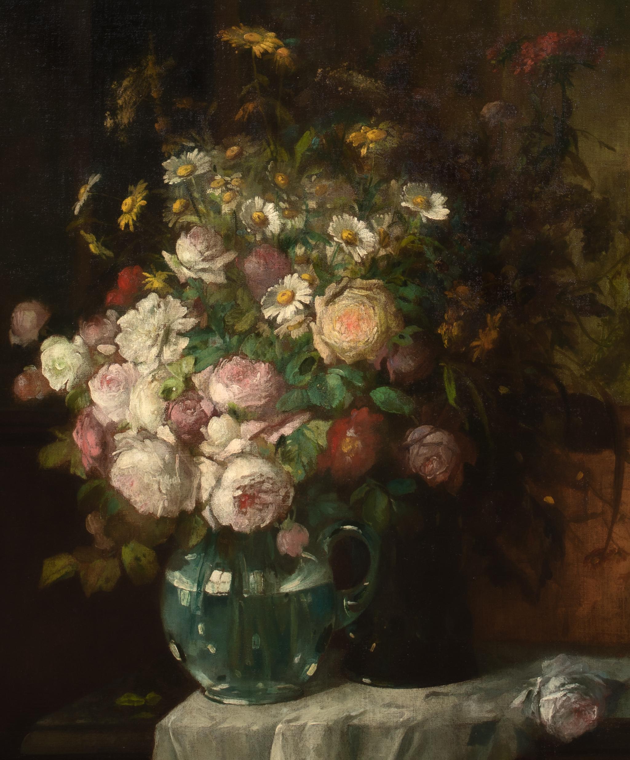 Still Life Of Flower In A Glass Vase, 19th Century  by KONSTANTIN STOITZNER  For Sale 4