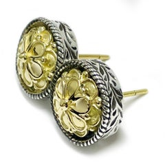 Konstantino Pendientes de oro amarillo de 18 quilates y plata