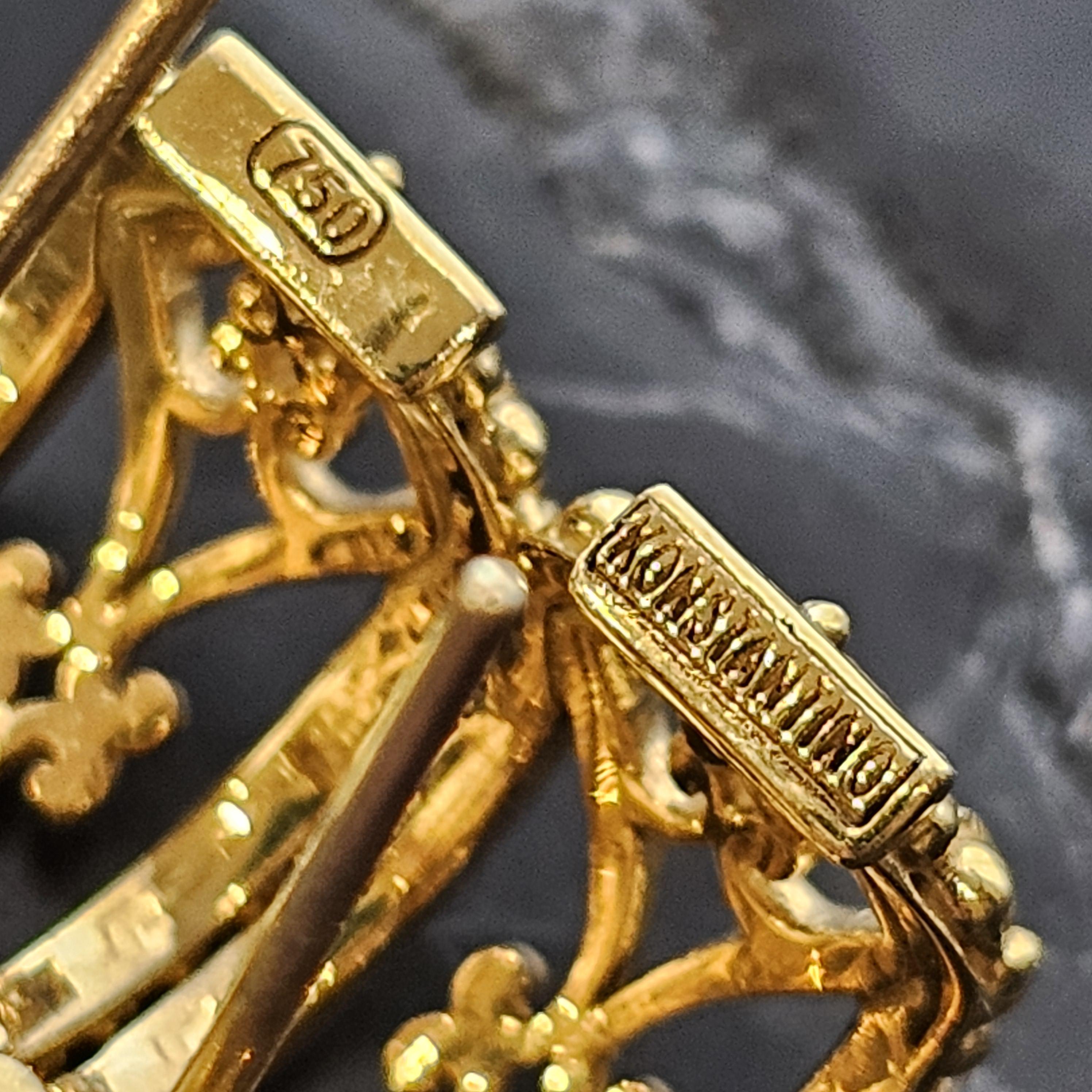 Konstantino 18k 750 Gold Hoop Earrings Filigree Open Work Design Huggies 1/2