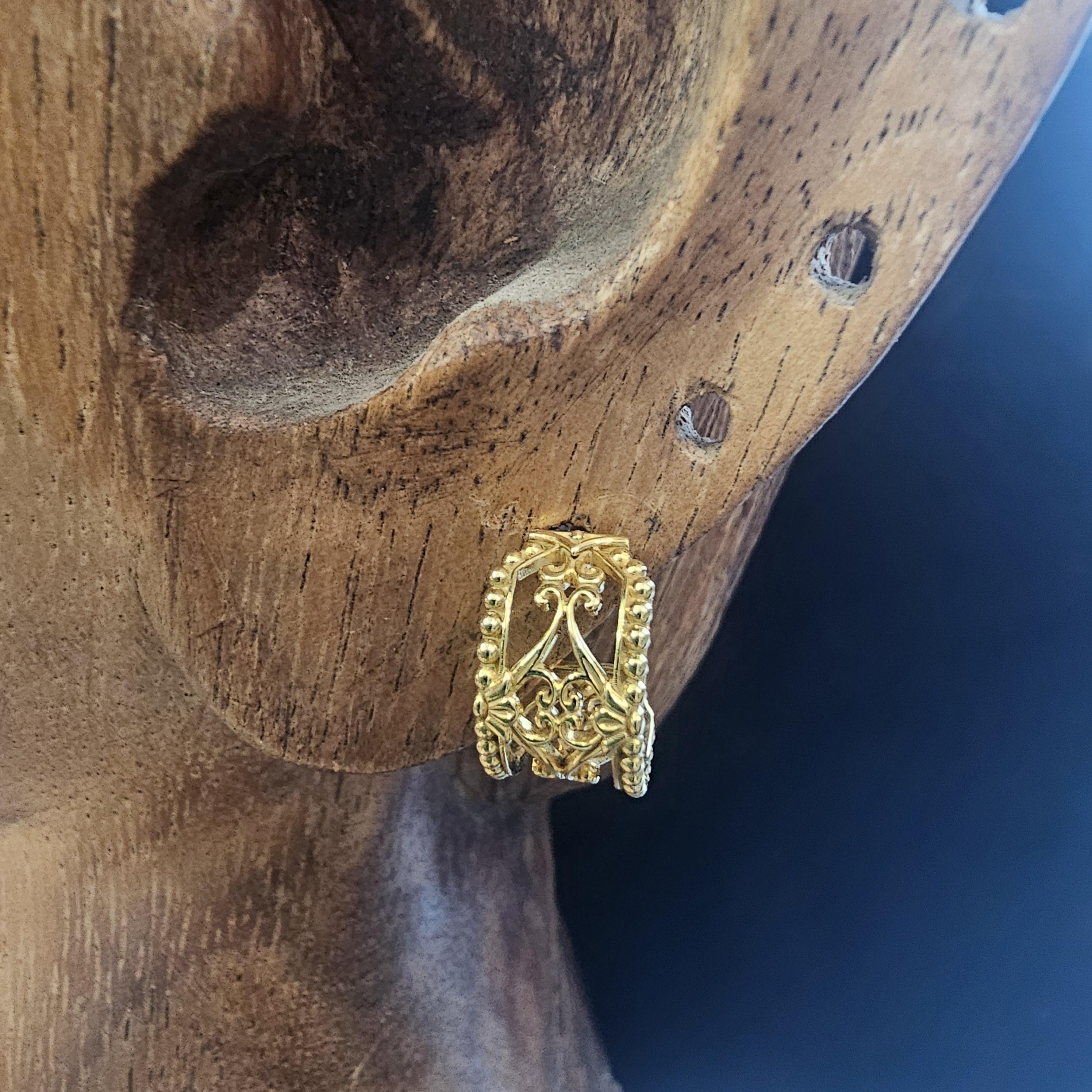 Konstantino 18k 750 Gold Hoop Earrings Filigree Open Work Design Huggies 1/2