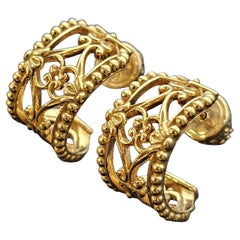 Konstantino 18k 750 Gold Hoop Earrings Filigree Open Work Design Huggies 1/2" 8g