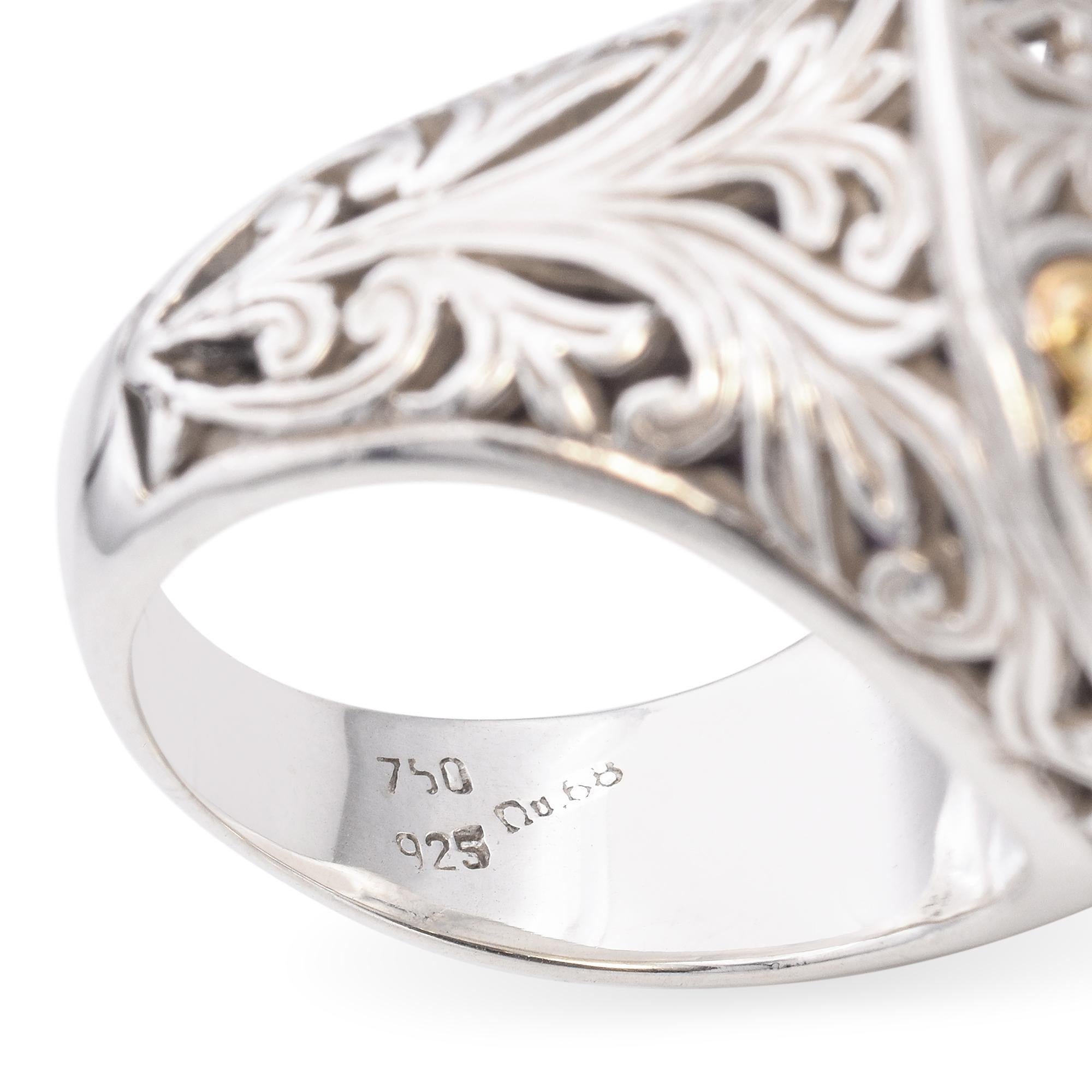 Konstantino Bague cocktail en or jaune 18 carats et argent sterling avec améthyste 11 carats en vente 3