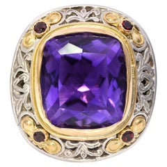Konstantino 18k Yellow Gold and Sterling Silver 11ct Amethyst Cocktail Ring