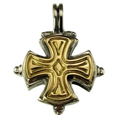 Konstantino 18K Yellow Gold and Sterling Silver Byzantine Cross Pendant #20591