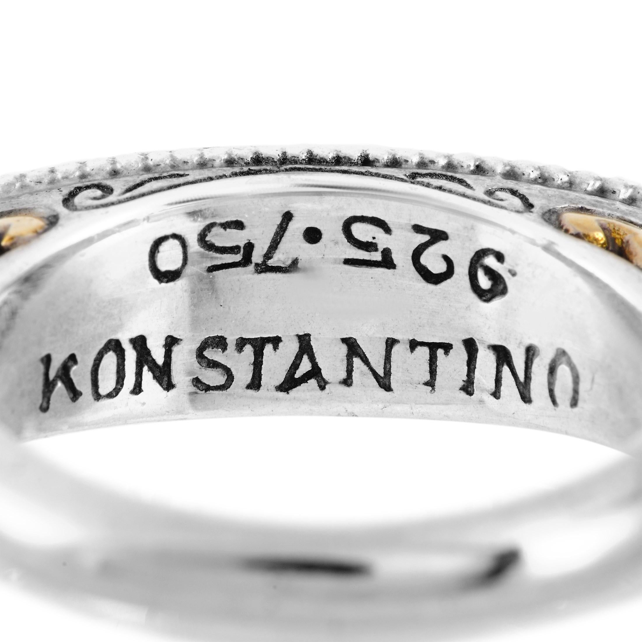 Konstantino 18K Yellow Gold and Sterling Silver Diamond Ring In New Condition For Sale In Southampton, PA