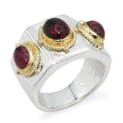 Konstantino 18k Yellow Gold and Sterling Silver Rhodolite Garnet Cabochon Ring