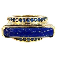 Konstantino 18k Yellow Gold Lapis Lazuli 
Sapphire Vintage Floral Band Ring