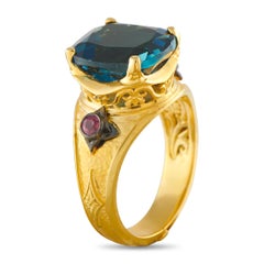 Konstantino 18K Yellow Gold London Blue Topaz and Ruby Ring KS03-050426