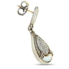 Konstantino Ohrringe aus 18 Karat Gelbgold und Sterlingsilber mit Diamanten und Perlmutt