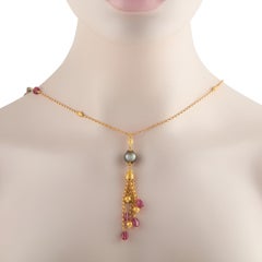 Collier en or jaune 18K avec perles de Tahiti et tourmaline Konstantino KS04-050426