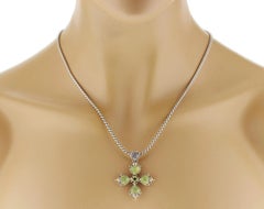 KONSTANTINO 925 Silver & 18K Gold Gen K 2 Yellow Agate Cross Pendant Necklace