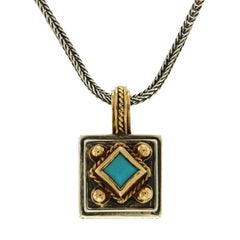 Konstantino 925 Silver and 18 Karat Gold Turquoise Pendant Necklace