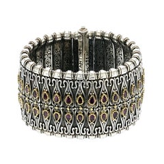 Konstantino 925 Sterling Silver & 18K Gold 15.50ctw Rhodolite Bracelet