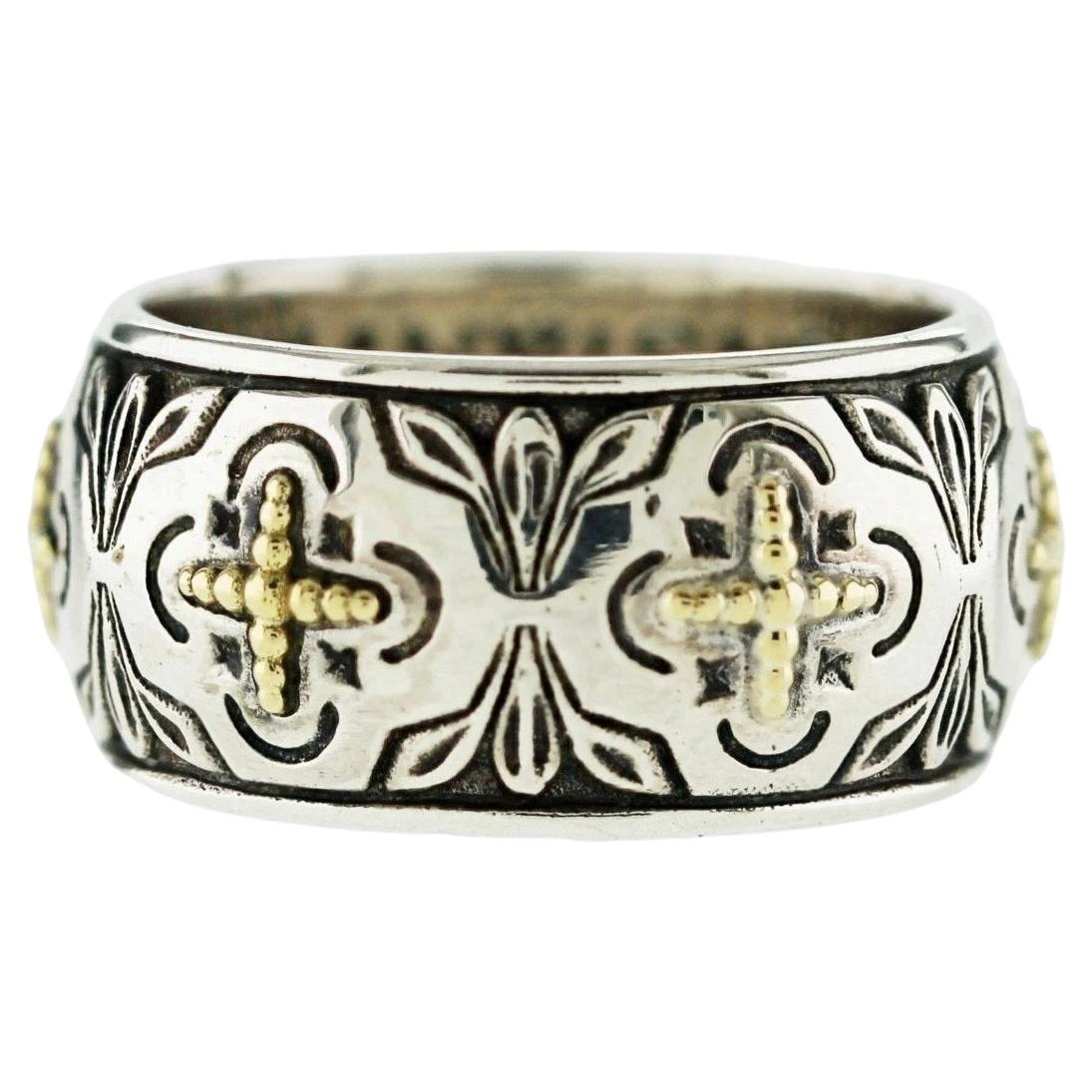 Pre-owned Konstantino 925 Sterling Silver 18k Gold Band Ring Size 7 In Multiple
