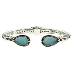Konstantino, brazalete de plata de ley 925 con oro de 18 quilates, modelo Gen K 2, con nácar azul turquesa en triple capa, 6,5"