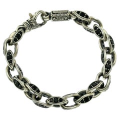 Konstantino Armband aus 925er Sterlingsilber mit schwarzen Spinell-Gliedern, Größe 6"