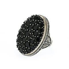 Anello KONSTANTINO in argento sterling 925 con spinello nero Circe, misura 7