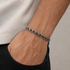 Bracciale Konstantino in argento sterling 925 con maglie Minos, misura 8"
