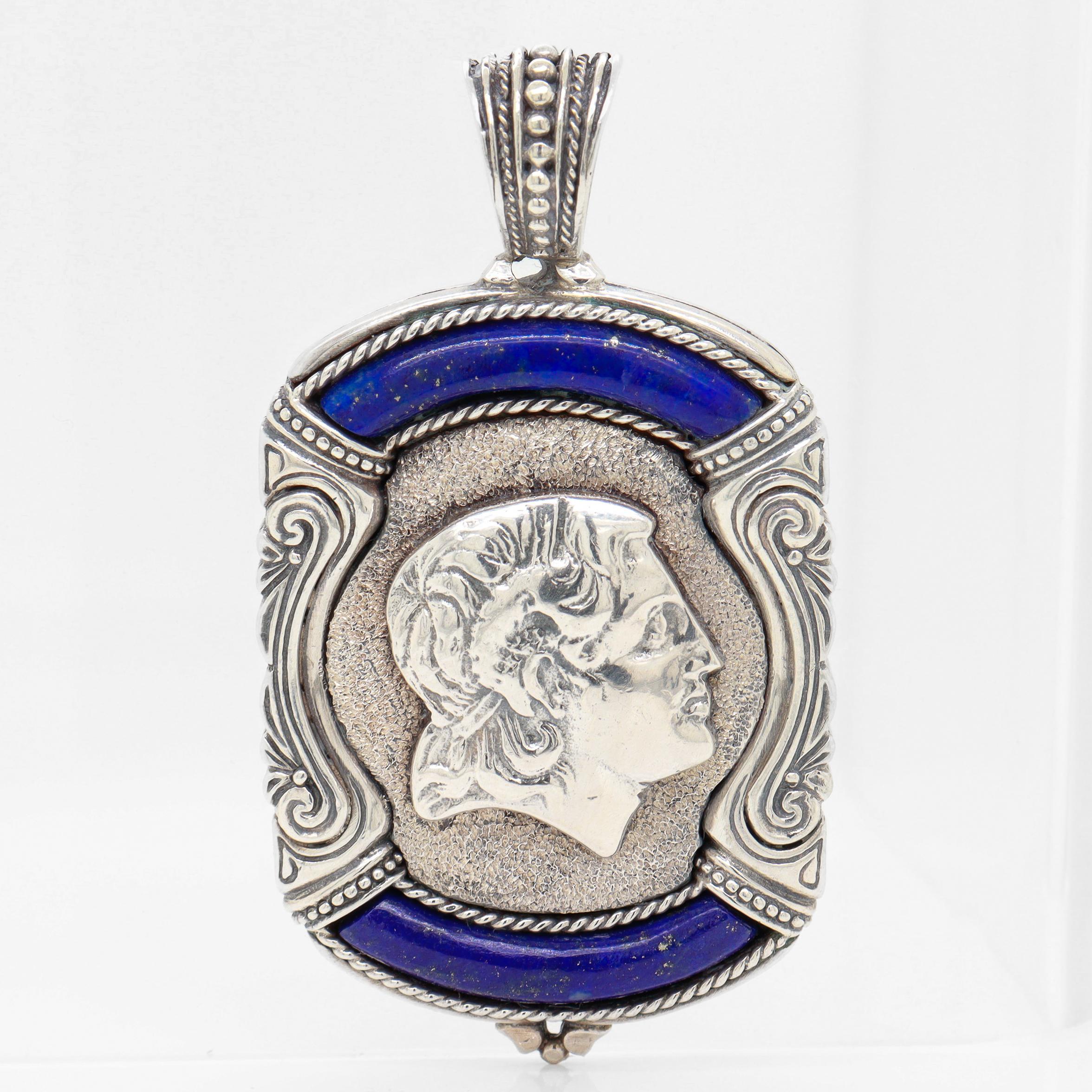 Konstantino Alexander the Great Pendentif en argent et lapis pour un collier Bon état - En vente à Philadelphia, PA