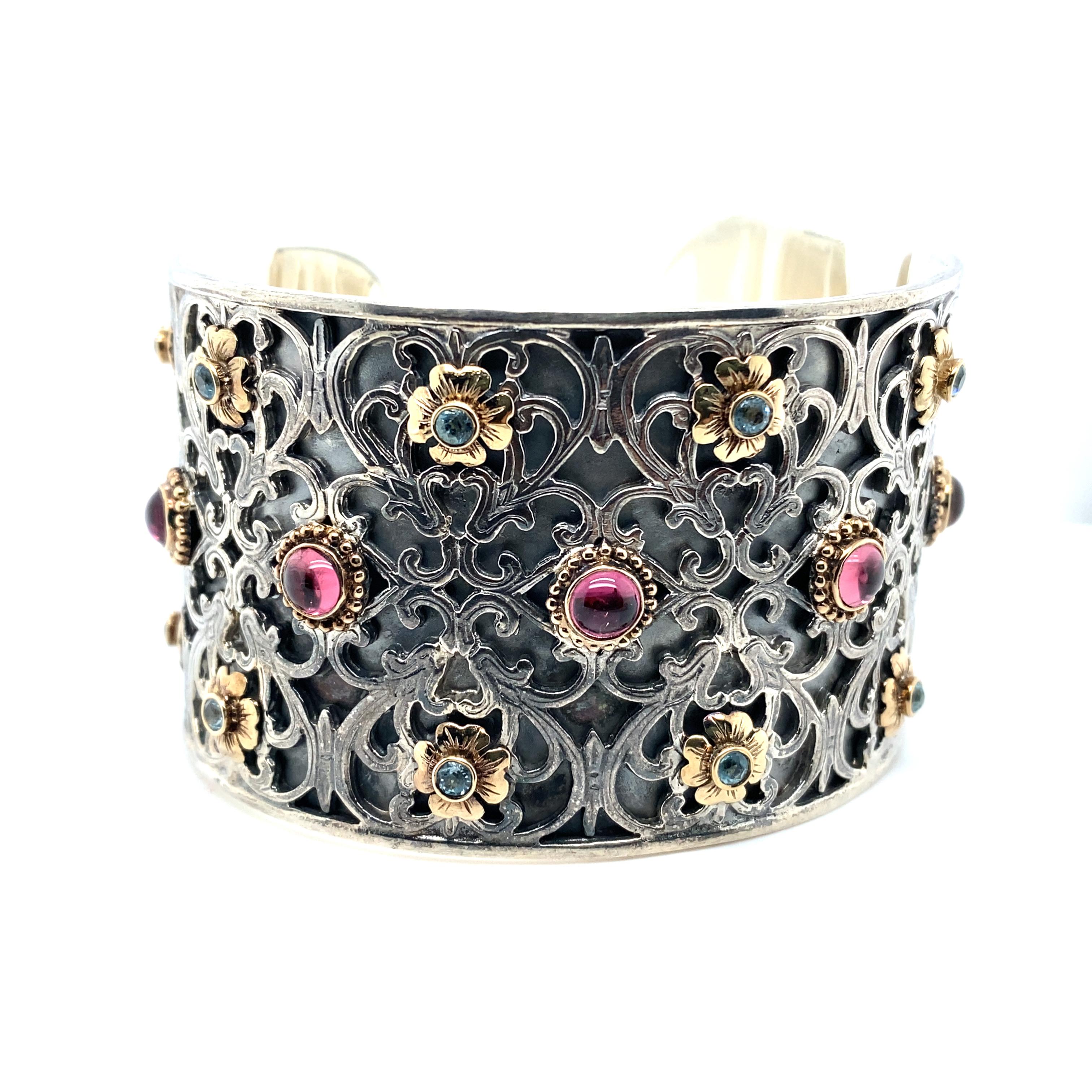 KONSTANTINO Amethyst and Blue Topaz Cuff Bracelet in Sterling Silver 1
