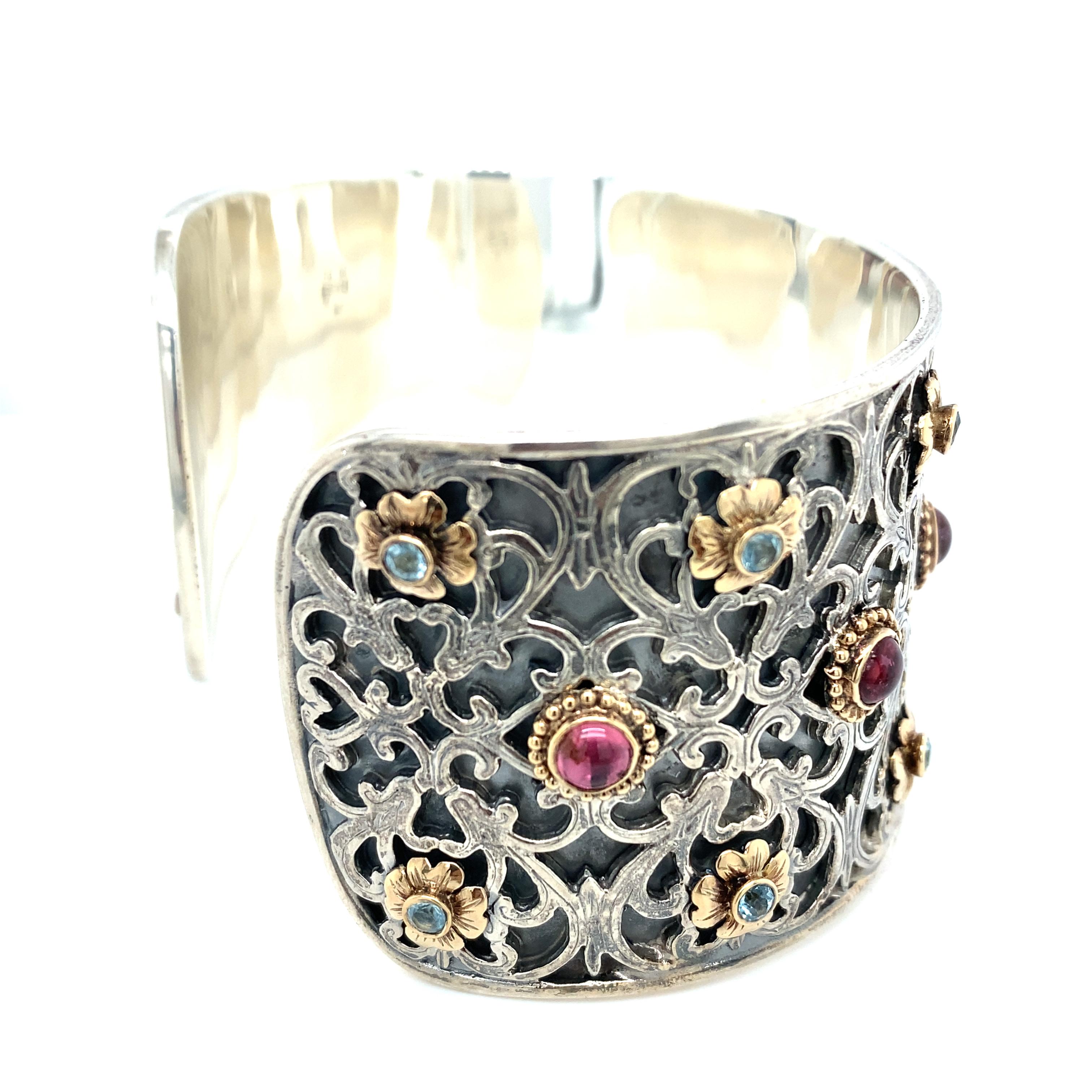 KONSTANTINO Amethyst and Blue Topaz Cuff Bracelet in Sterling Silver 3